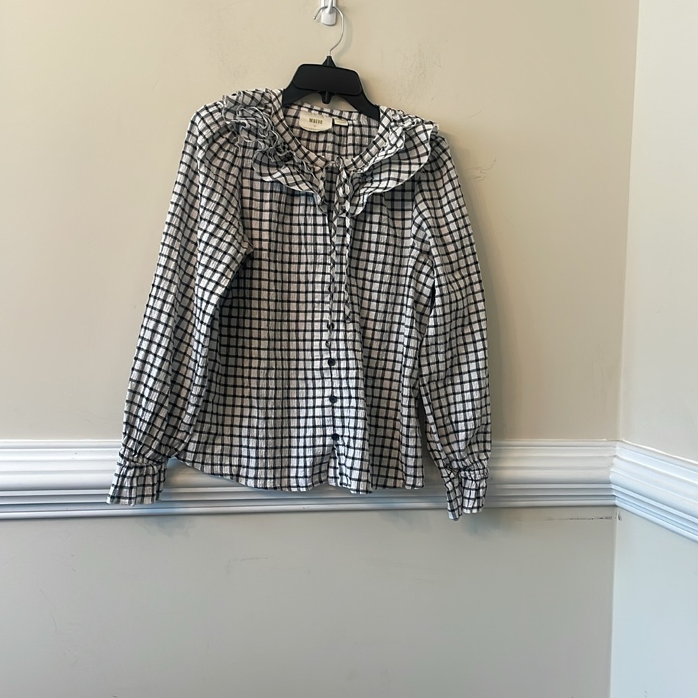 Maeve Ruffled Plaid Buttondown - Picture 4 of 6